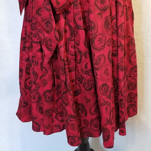 People Tree Med (Uk 14) Dress 100% Organic Cotton Roses Fit Flare Preppy Boho - Picture 2 of 13